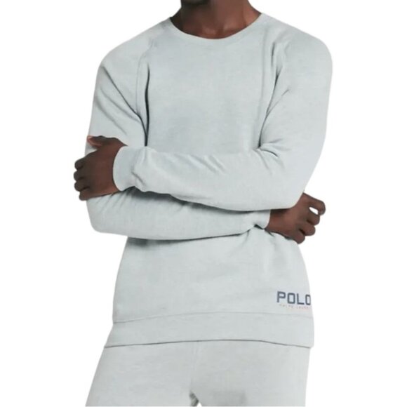 Polo Ralph Lauren Raglan Grey Crewneck Regular Fit Mens Sleepwear Sweatshirt - Picture 1 of 14